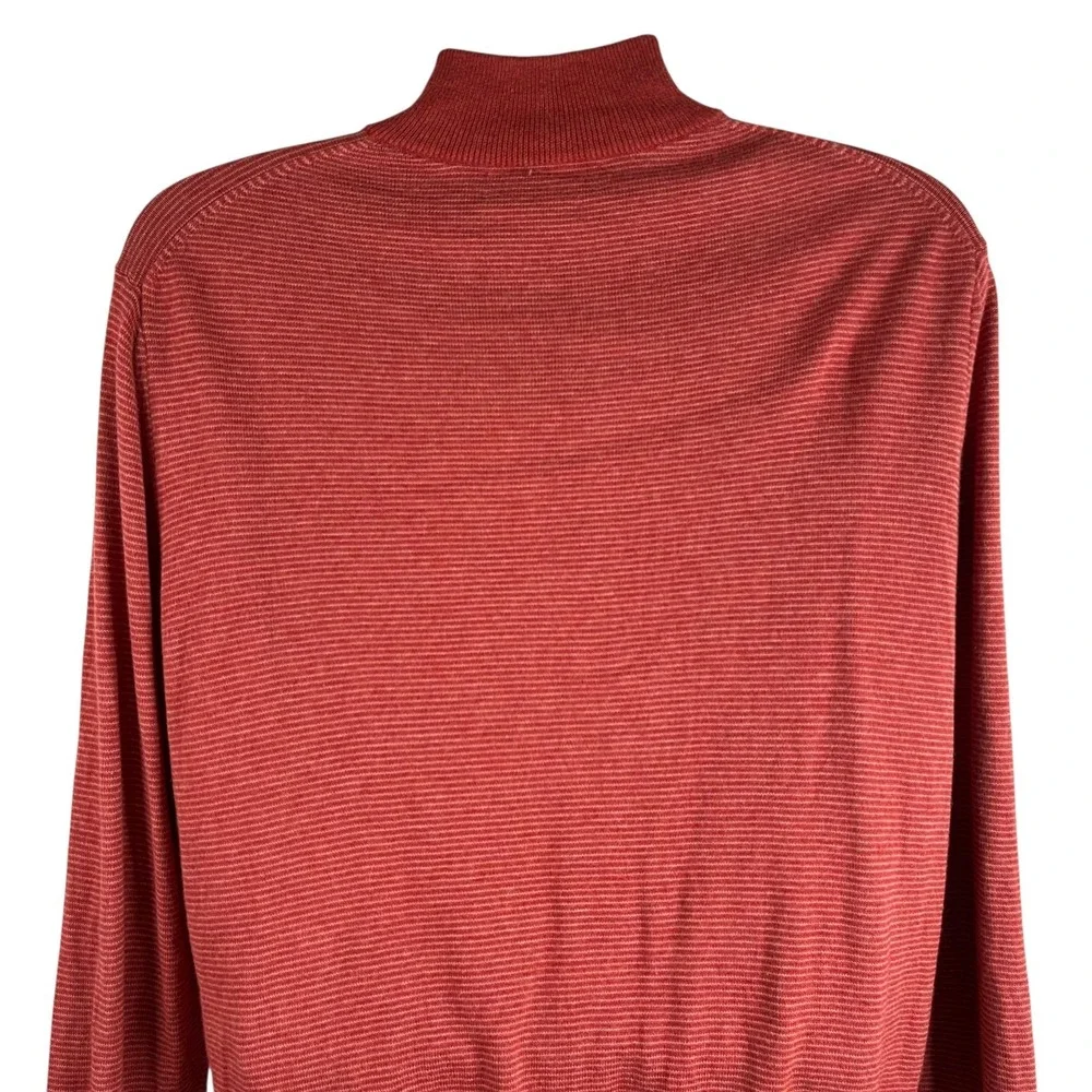 Vineyard Vines Thaxter Stripe‎ Quarter-Zip Sweater Rust Red Size Large Mock Neck